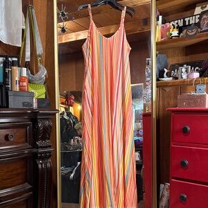 SHEIN Multicolor Striped Vacation Maxi Dress w POCKETS